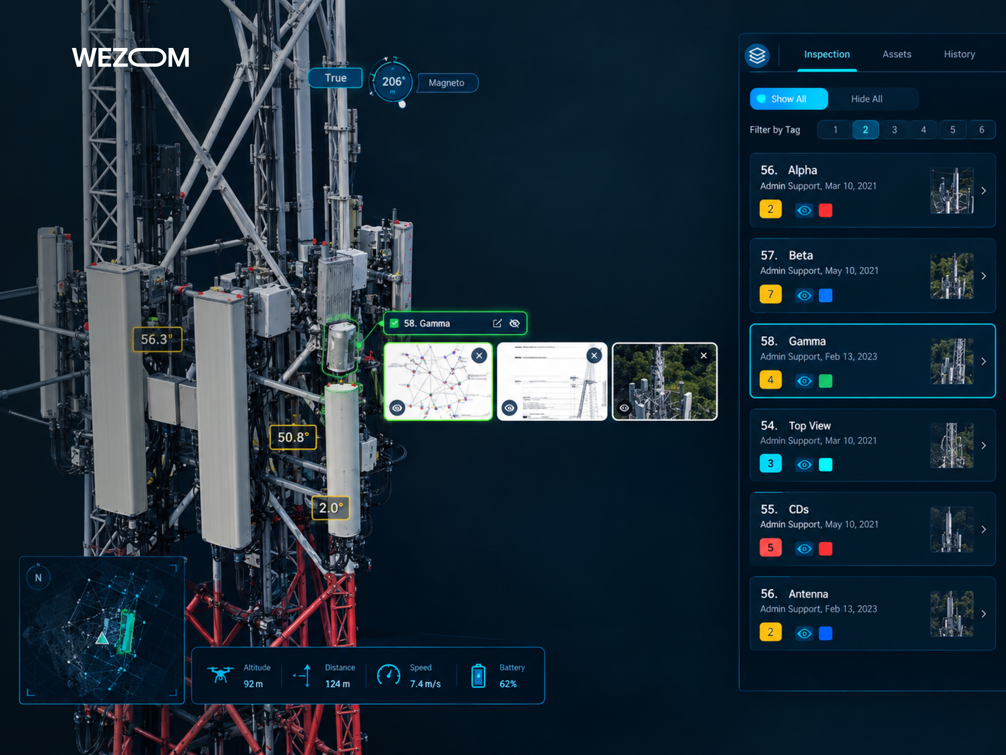 Drone cell tower inspection software for tracking tower assets, measurements, and inspection data Drone cell tower inspection software for tracking tower assets, measurements, and inspection data